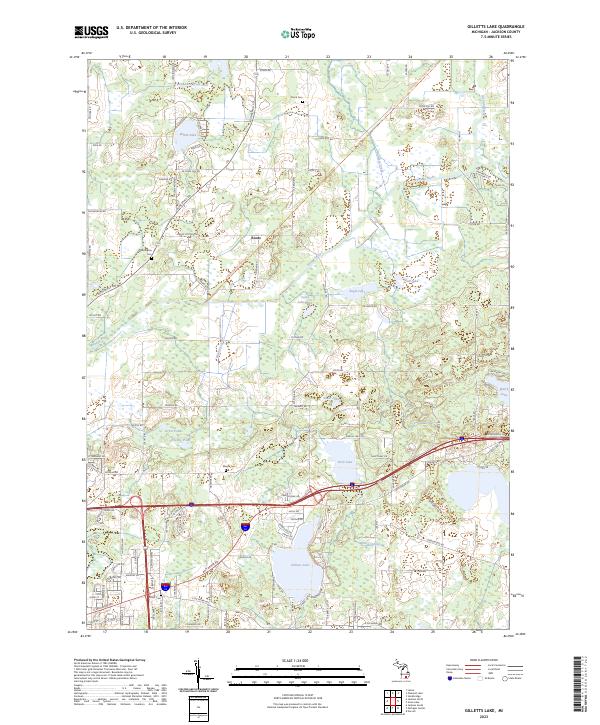 US Topo 7.5-minute map for Gilletts Lake MI