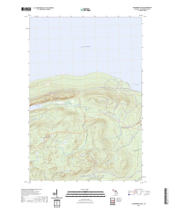 US Topo 7.5-minute map for Government Peak MI