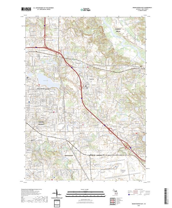 US Topo 7.5-minute map for Grand Rapids East MI