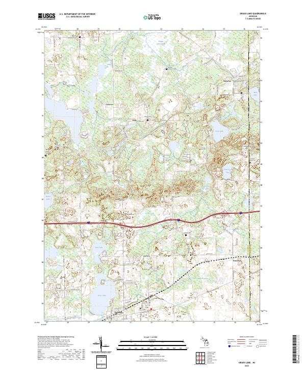 US Topo 7.5-minute map for Grass Lake MI