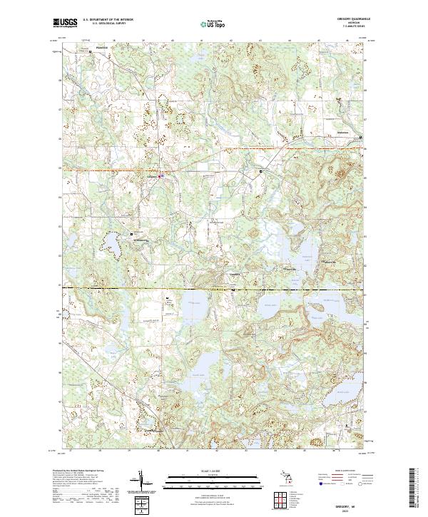 US Topo 7.5-minute map for Gregory MI