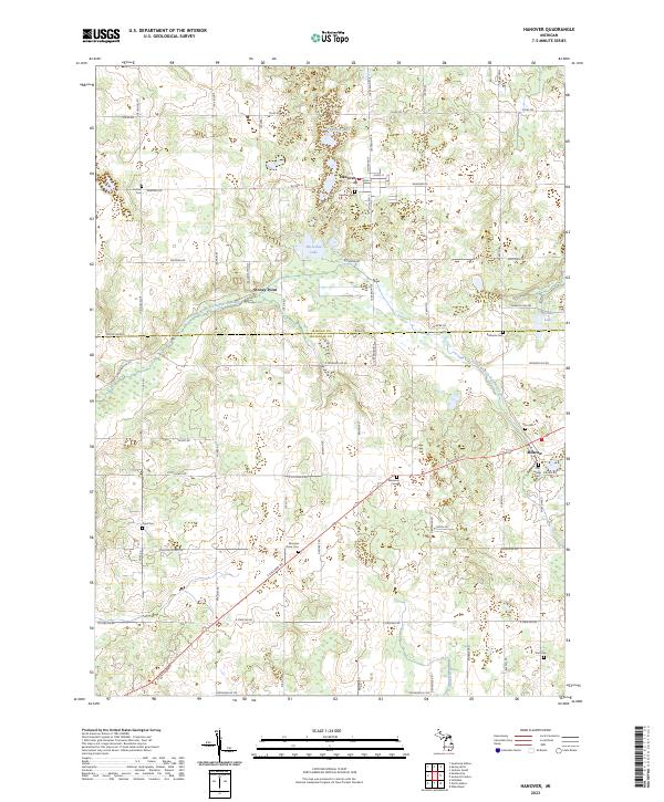US Topo 7.5-minute map for Hanover MI