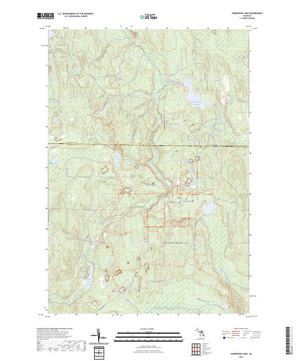 US Topo 7.5-minute map for Hardwood Lake MI