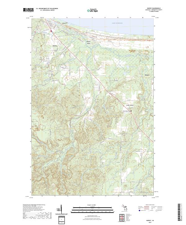 US Topo 7.5-minute map for Harvey MI