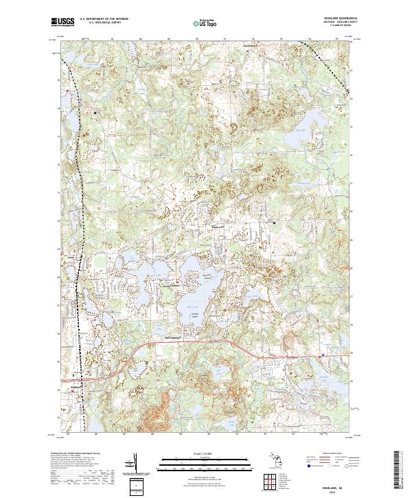 US Topo 7.5-minute map for Highland MI