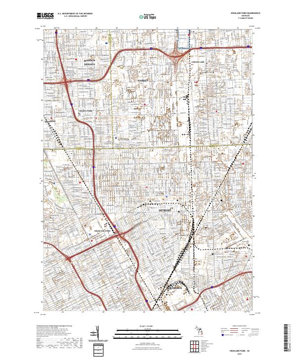 US Topo 7.5-minute map for Highland Park MI