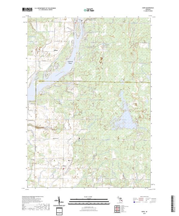 US Topo 7.5-minute map for Hope MI
