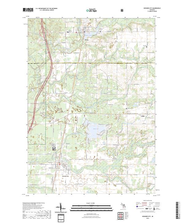 US Topo 7.5-minute map for Howard City MI