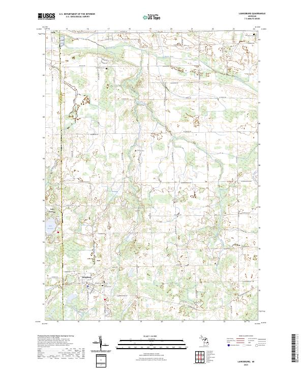 US Topo 7.5-minute map for Laingsburg MI