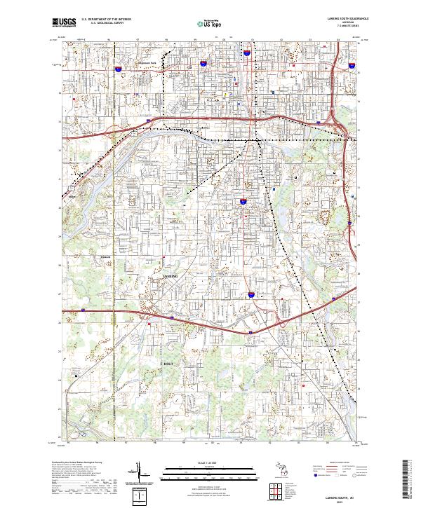 US Topo 7.5-minute map for Lansing South MI
