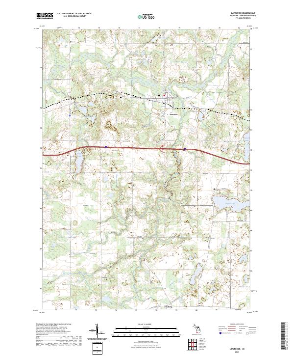 US Topo 7.5-minute map for Lawrence MI