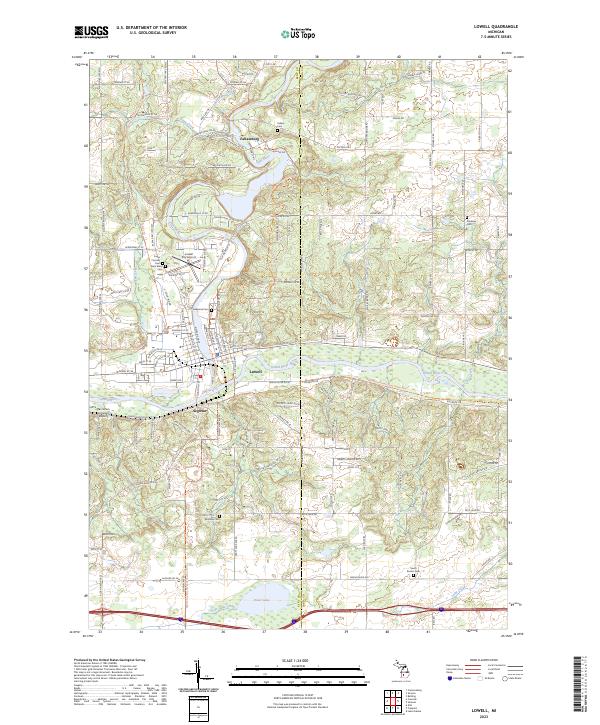 US Topo 7.5-minute map for Lowell MI