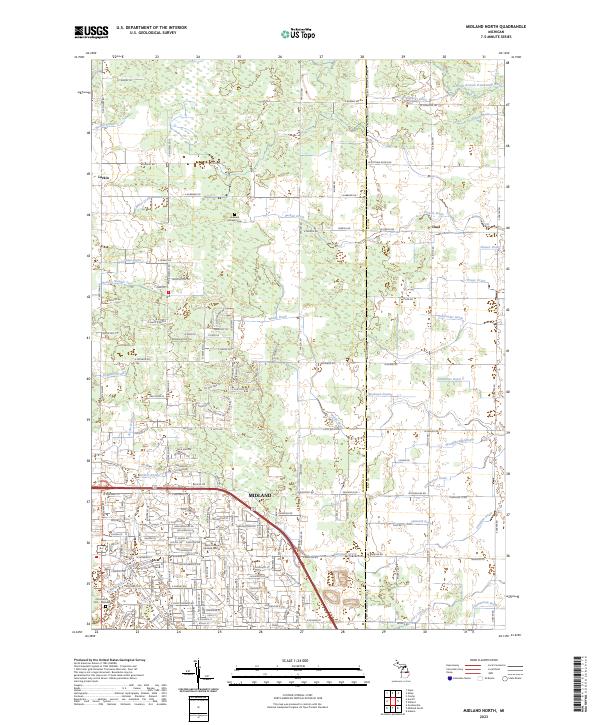 US Topo 7.5-minute map for Midland North MI