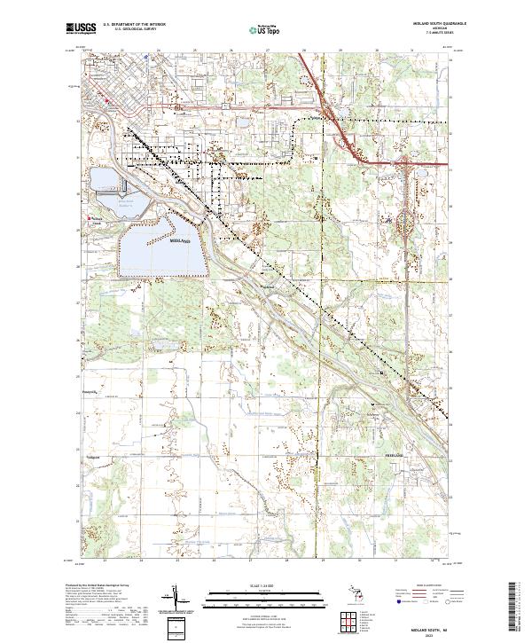 US Topo 7.5-minute map for Midland South MI