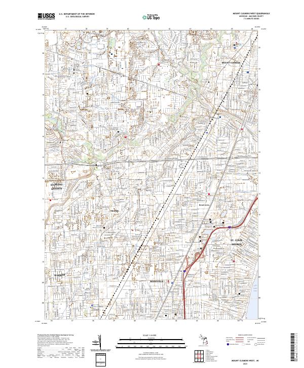 US Topo 7.5-minute map for Mount Clemens West MI