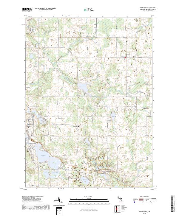 US Topo 7.5-minute map for North Adams MI
