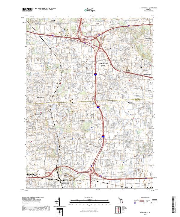 US Topo 7.5-minute map for Northville MI