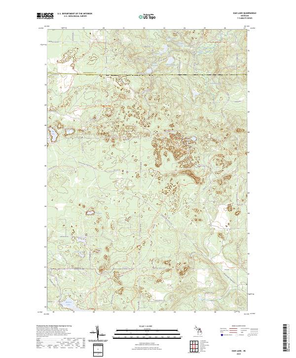 US Topo 7.5-minute map for Oak Lake MI