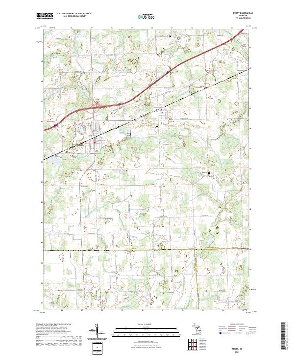 US Topo 7.5-minute map for Perry MI