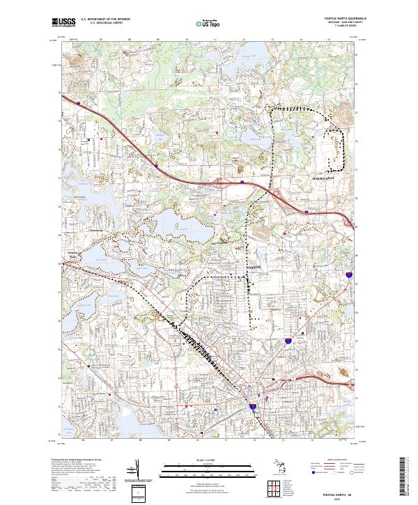 US Topo 7.5-minute map for Pontiac North MI