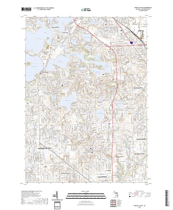 US Topo 7.5-minute map for Pontiac South MI
