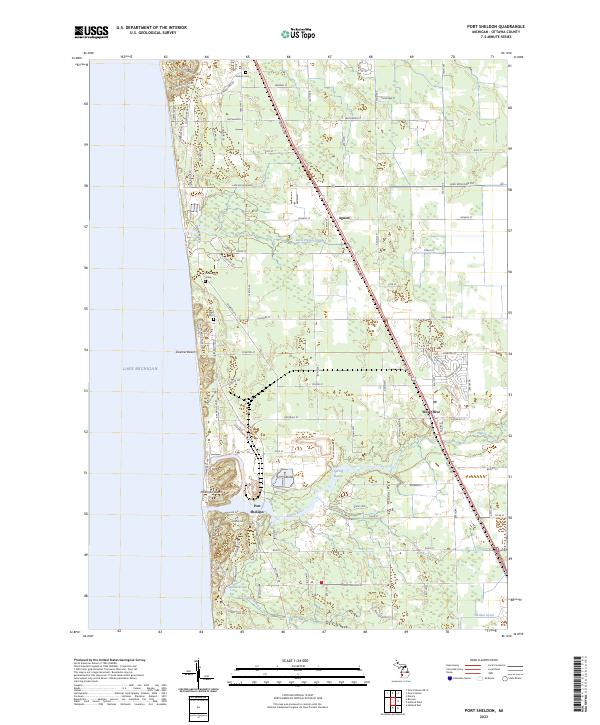 US Topo 7.5-minute map for Port Sheldon MI – American Map Store
