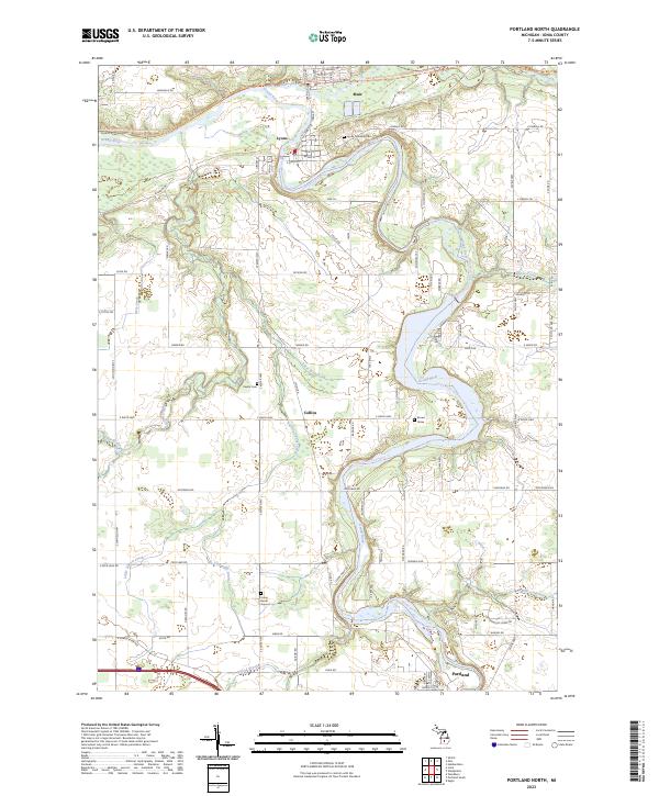 US Topo 7.5-minute map for Portland North MI