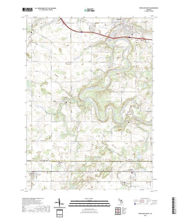 US Topo 7.5-minute map for Portland South MI