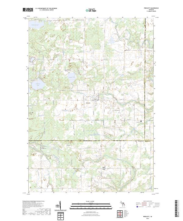 US Topo 7.5-minute map for Prescott MI
