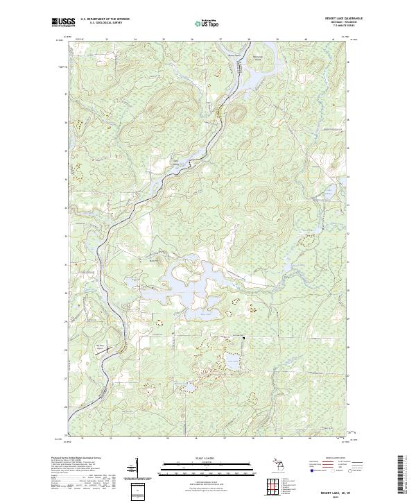 US Topo 7.5-minute map for Resort Lake MIWI