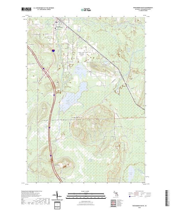 US Topo 7.5-minute map for Roscommon South MI