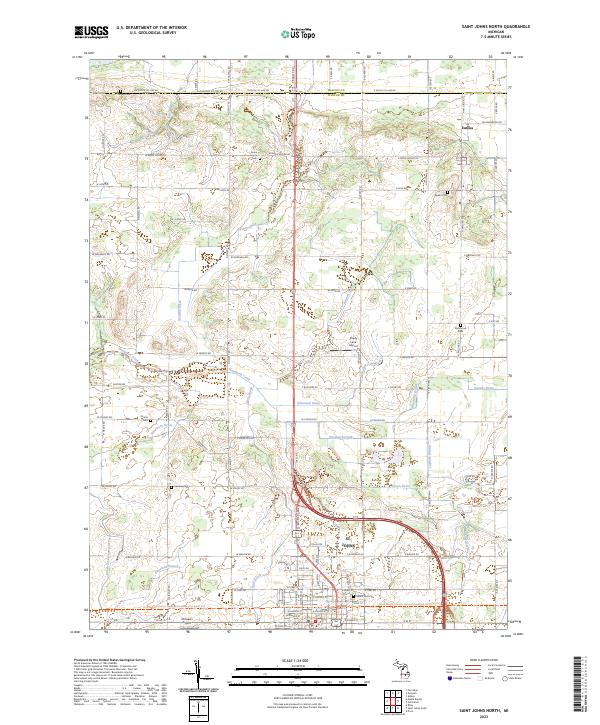US Topo 7.5-minute map for Saint Johns North MI