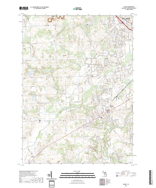 US Topo 7.5-minute map for Saline MI