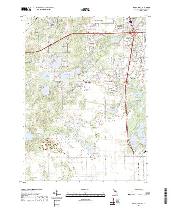 US Topo 7.5-minute map for Schoolcraft NW MI