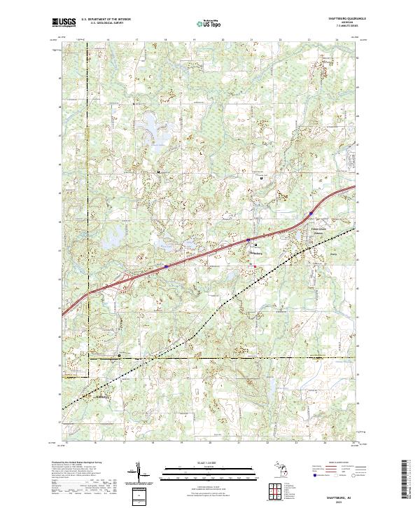 US Topo 7.5-minute map for Shaftsburg MI