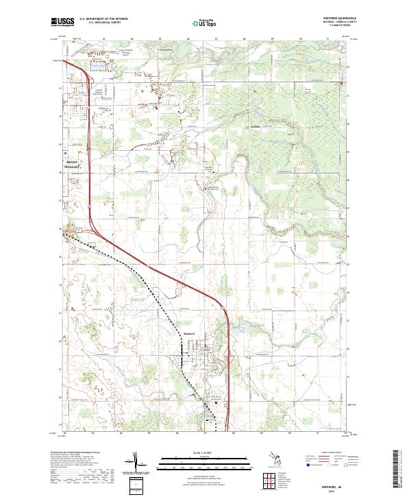 US Topo 7.5-minute map for Shepherd MI