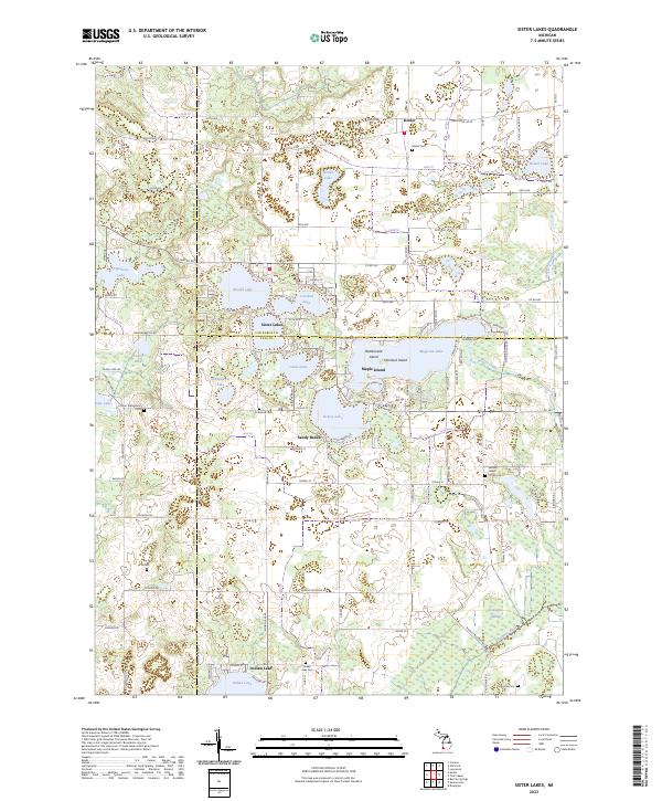 US Topo 7.5-minute map for Sister Lakes MI