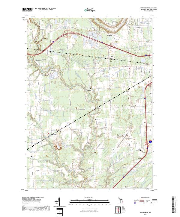 US Topo 7.5-minute map for Smiths Creek MI