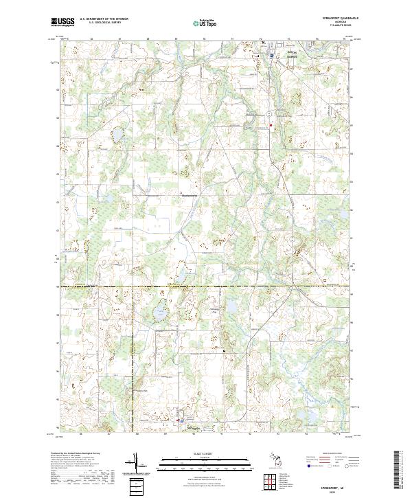 Springport 1853 Map US Topo 7.5-minute map for Springport MI – American Map Store