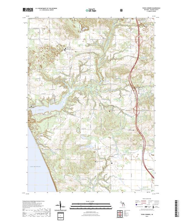 US Topo 7.5-minute map for Town Corners MI