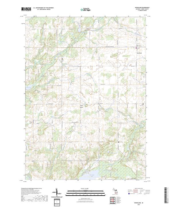 US Topo 7.5-minute map for Woodland MI