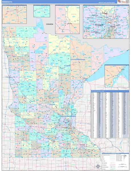 Color Cast Style Wall Map of Minnesota – American Map Store