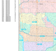 Colorcast Zip Code Style Wall Map of St. Paul, MN. by Market Maps