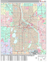 Premium Style Wall Map of Minneapolis, MN. by Market Maps