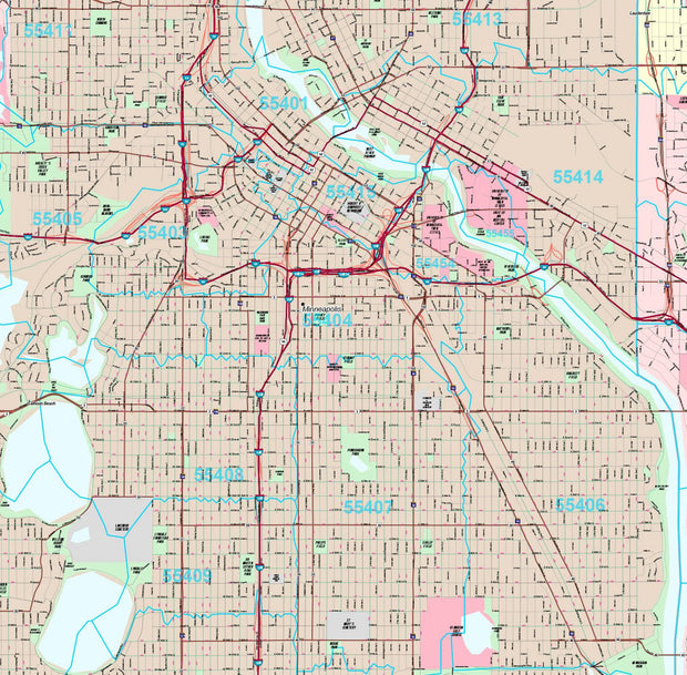 Premium Style Wall Map of Minneapolis, MN. by Market Maps