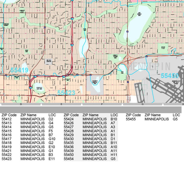 Premium Style Wall Map of Minneapolis, MN. by Market Maps