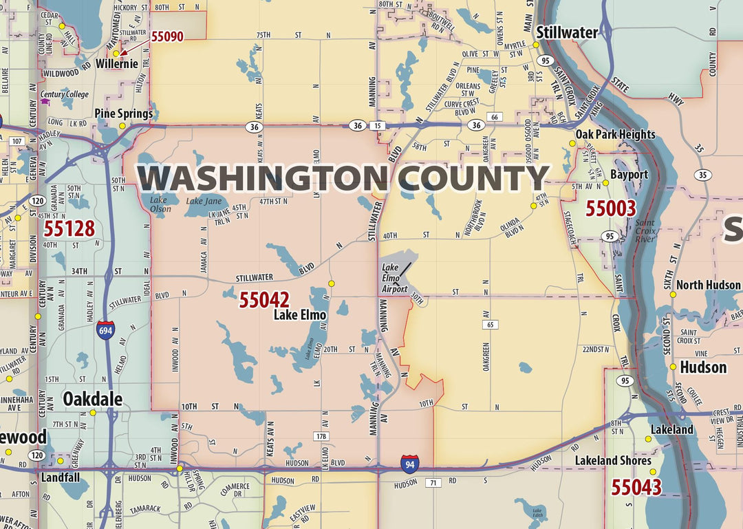 Minneapolis - St Paul Area Zip Code Map