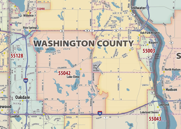 Minneapolis - St Paul Area Zip Code Map – American Map Store