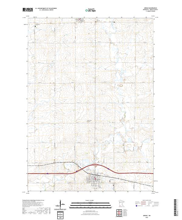 US Topo 7.5-minute map for Adrian MN
