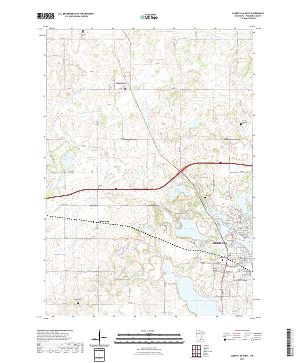 US Topo 7.5-minute map for Albert Lea West MN